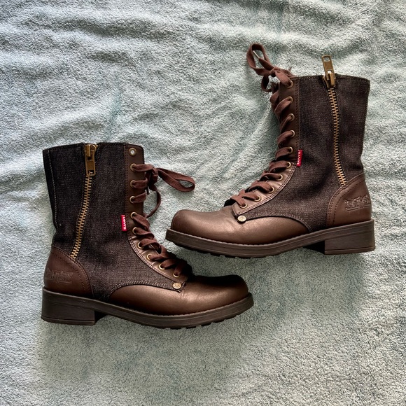 Levis Womens Zipup Combat Boots Denim 
